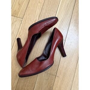 TODS Red‎ Leather Stiletto Heel Pumps Women's Shoes size 6 preloved luxury heels